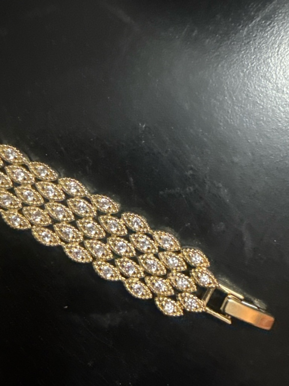 Gold filled Crystal Pavé Link Bracelet